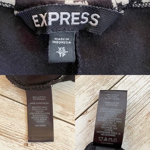 Express Sleeveless Sheath Dress Black Cream Animal Print Knee Length Size XS - Picture 9 of 9